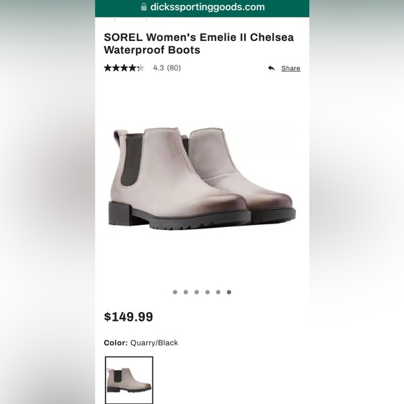 NWOT SOREL Women's Emelie II Chelsea Size: 9 Color: Quarry/Black - Picture 13 of 14